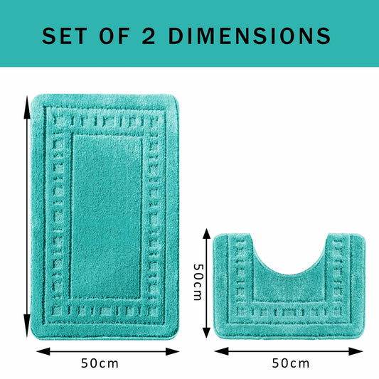 Close-up of the plush, absorbent material of the Miami Duck Egg Bath Mat, highlighting its durability and comfort in a modern bathroom décor.