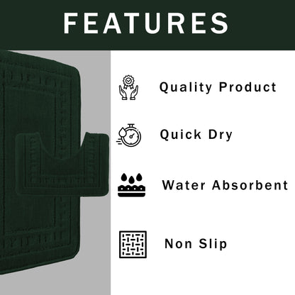 Elegant display of the emerald green bath mat set in a tastefully decorated bathroom, embodying modern style and practical luxury.