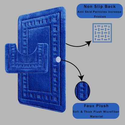 Elegant non-slip latex backing of the Miami Royal Blue Bath Mat ensuring safety and stability, perfect for modern and stylish bathrooms.