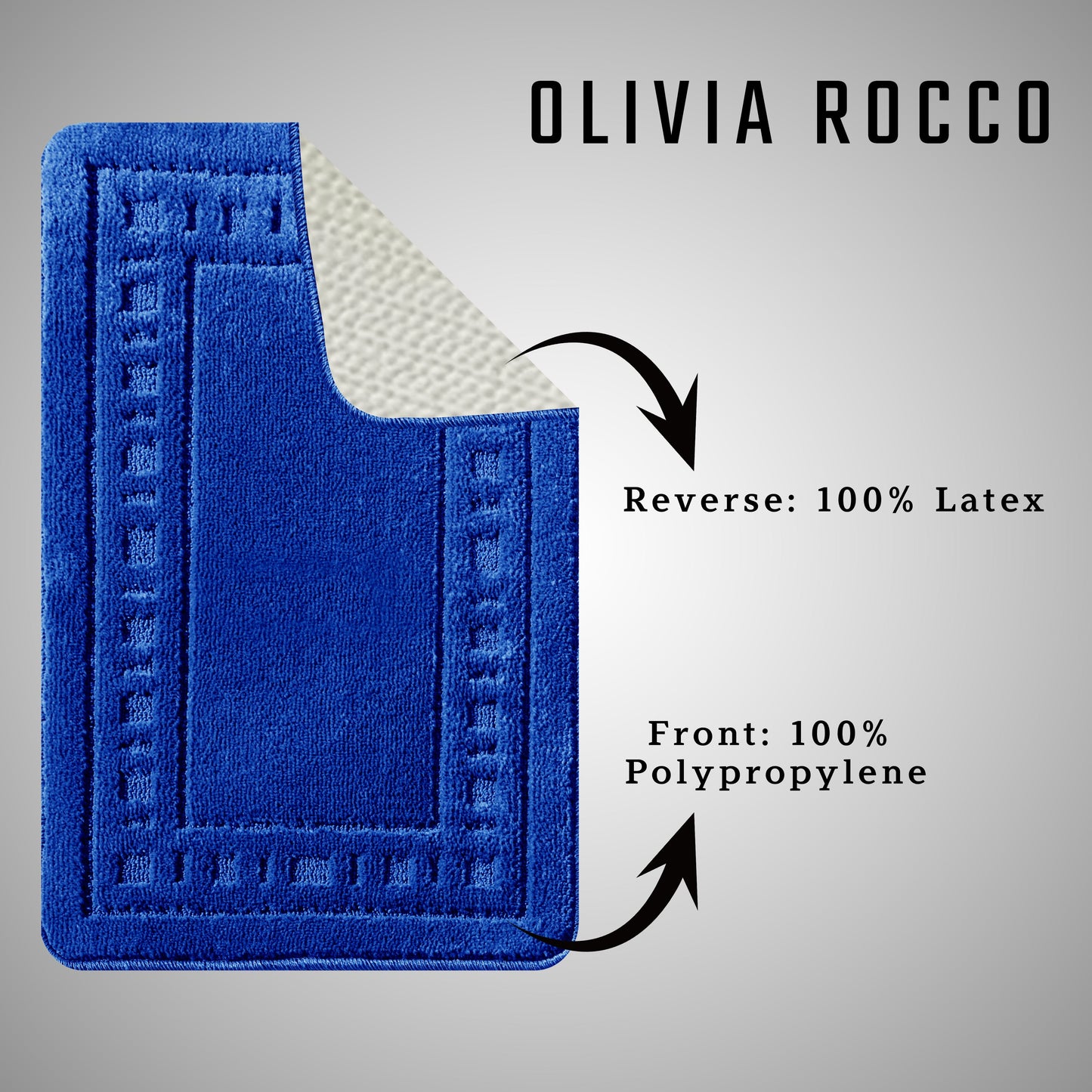 Luxurious Miami 2 Piece Royal Blue Bath Mat & Pedestal Set featuring a soft, plush texture for ultimate comfort, designed by OLIVIA ROCCO.