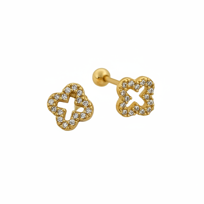 Ameya clover crystal stud earrings – 18k gold plating on ...