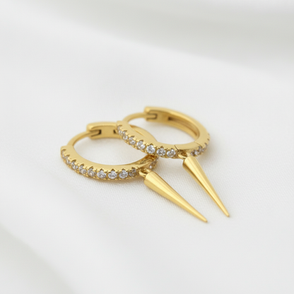 Ameya 18k gold plated spike huggie hoop earrings - 925 st...