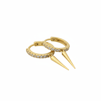 Ameya 18k gold plated spike huggie hoop earrings - 925 st...