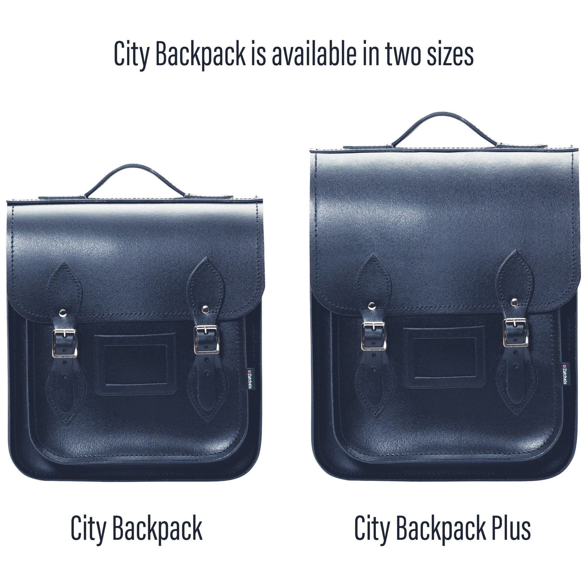 Side view of Navy Blue Leather City Backpack features adjustable shoulder straps, silver nickel buckles, combining elegance with functionality.