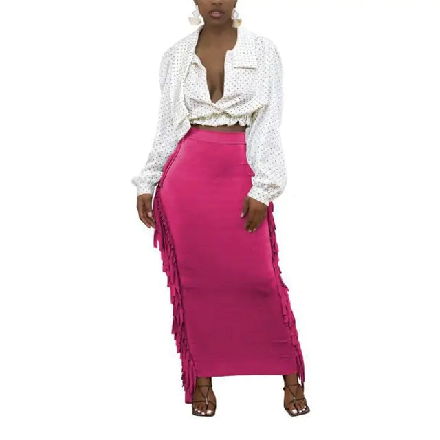 Women's Designer Tassel Long Skirt