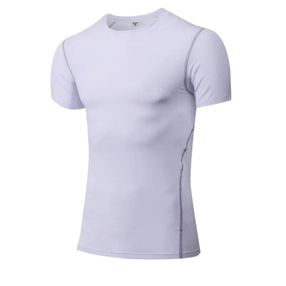 Elegant white short sleeve workout shirt crafted from quick-dry fabric, ideal for modern athletes wishing to maintain style while exercising.