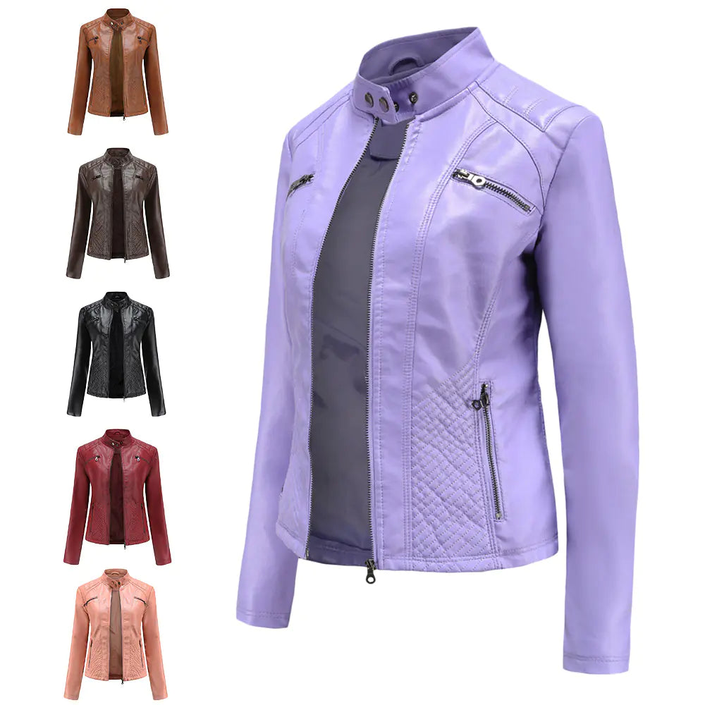Luxury Women's Casual Leather Jacket paired with accessories – Illustrating the jacket's versatility and stylish appeal.