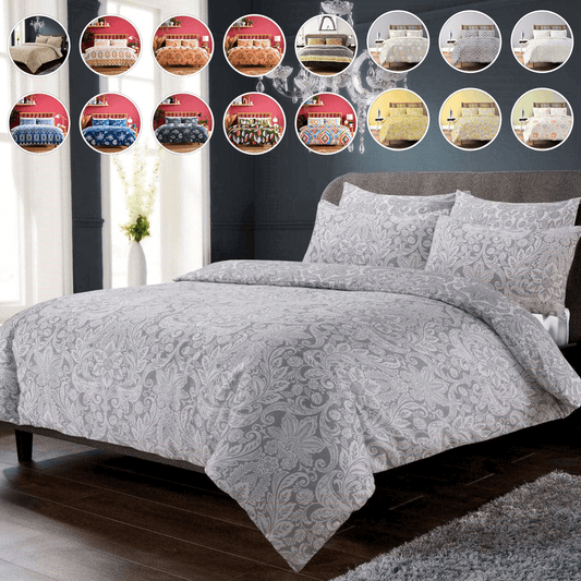 Luxurious OLIVIA ROCCO super soft cotton rich duvet set in elegant design, perfect for sophisticated bedroom decor, available in multiple sizes including single, double, king, and super king, showcasing a premium polycotton blend for ultimate comfort and easycare features.