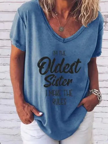 Stylish and empowering women's tee by Dazzling Dreams Studio, showcasing fashionable design for oldest sisters.