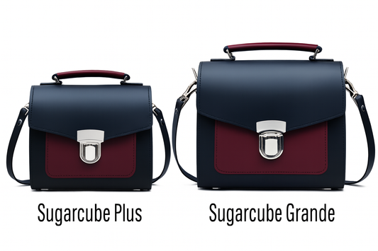 Handmade Leather Two Tone Sugarcube Handbag in Black and Oxblood - Plus Size Fashion Accessory