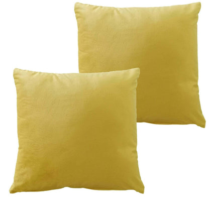 Bright ochre matte velvet cushion cover, offering a joyful splash of colour to transform your living room or outdoor area.