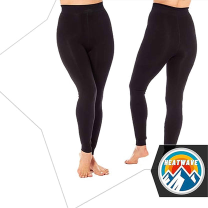 Pack of 2 Womens Ultra Thermal Brushed Black Leggings 140 Denier Warm Stretchy Comfortable Fit Stylish Winter Wear by Heatwave Thermalwear