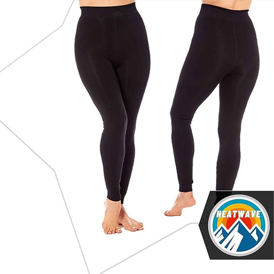 Pack of 2 Womens Ultra Thermal Brushed Black Leggings 140 Denier Warm Stretchy Comfortable Fit Stylish Winter Wear by Heatwave Thermalwear