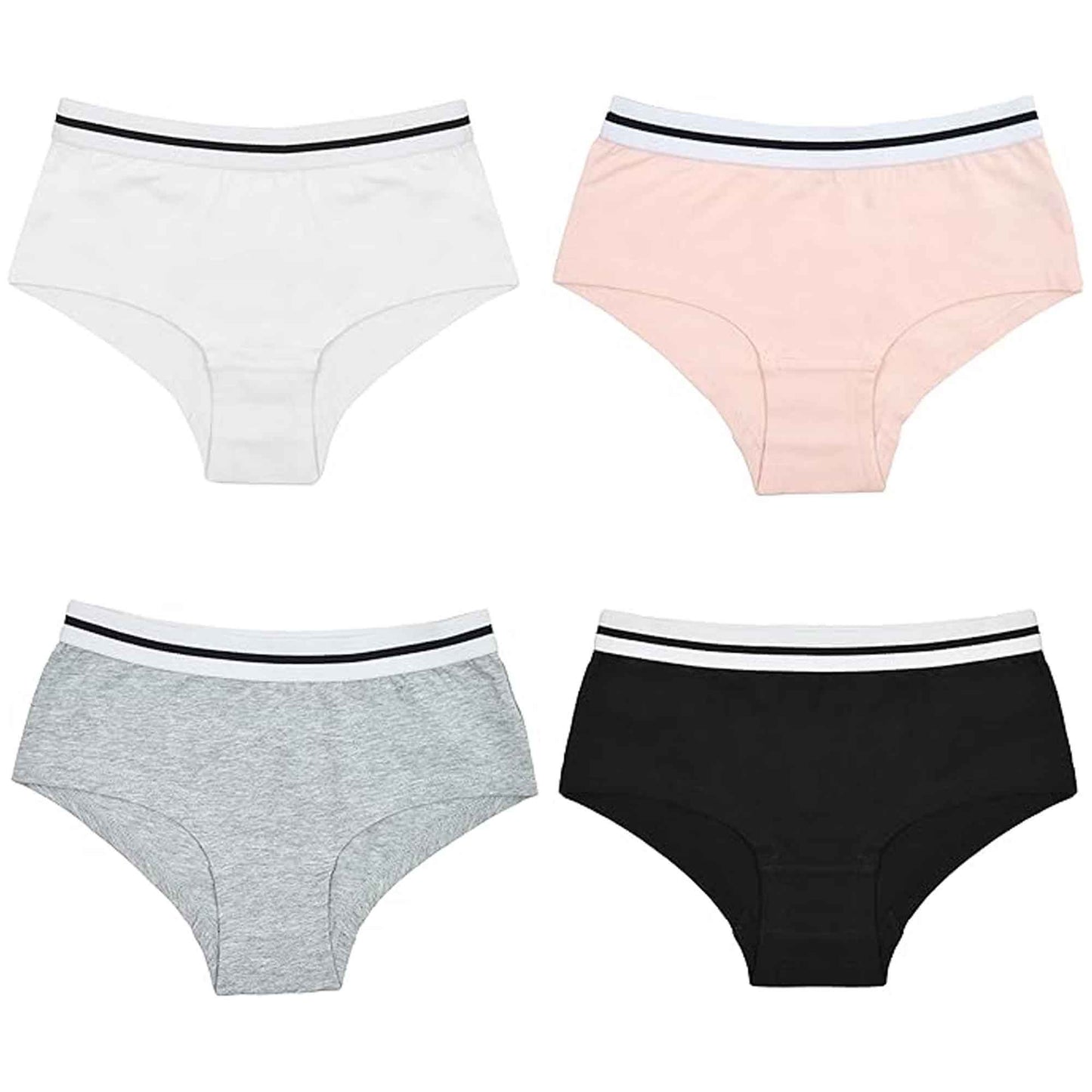 Pack of 4 girls cotton comfort fit shorts breathable stre...