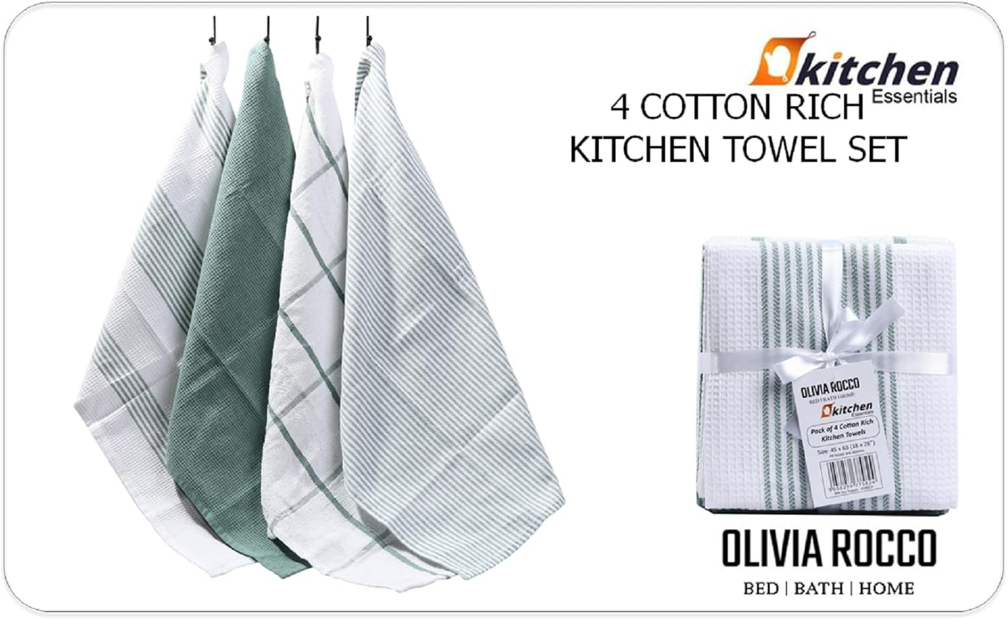 Stylish green cotton tea towels arranged in a luxurious kitchen setting, enhancing decor with vibrant colour.