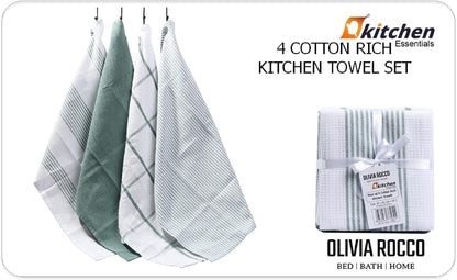Stylish green cotton tea towels arranged in a luxurious kitchen setting, enhancing decor with vibrant colour.