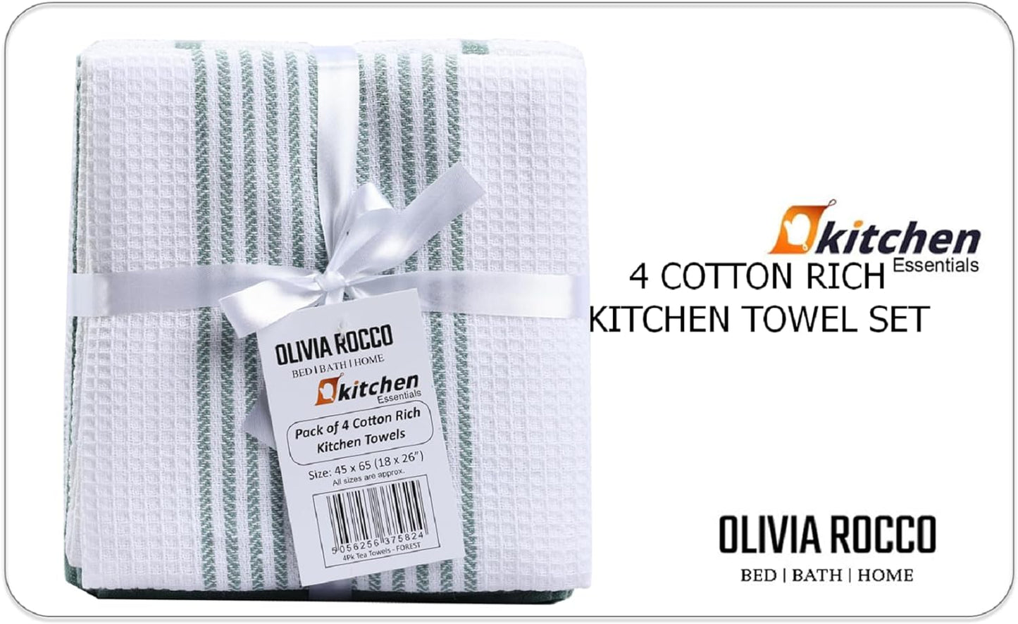 Close-up detail of OLIVIA ROCCO tea towels, illustrating durability and reinforced stitching for long-lasting use.