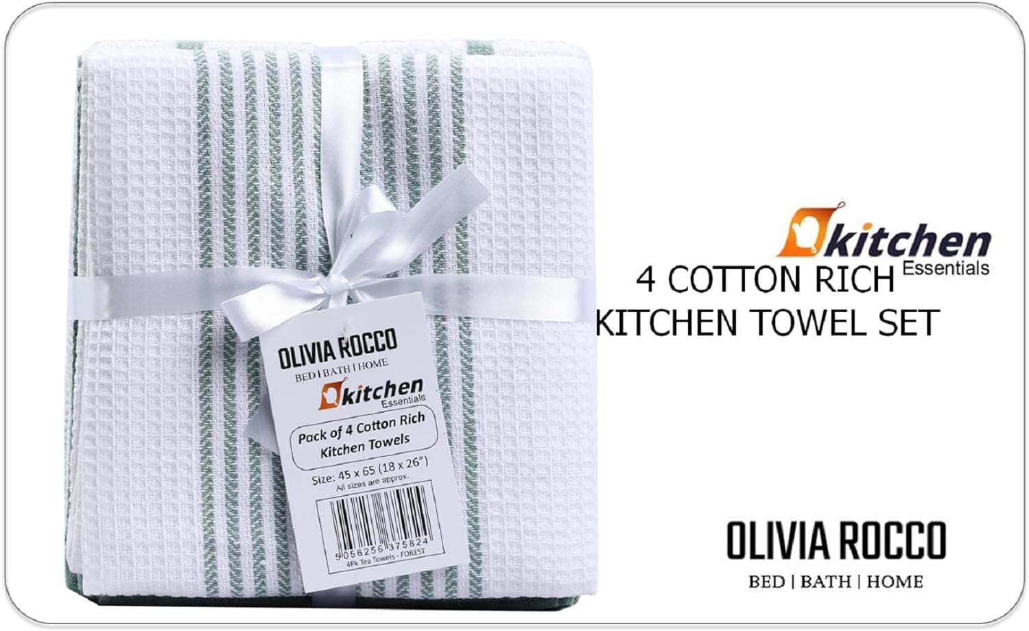 Close-up detail of OLIVIA ROCCO tea towels, illustrating durability and reinforced stitching for long-lasting use.