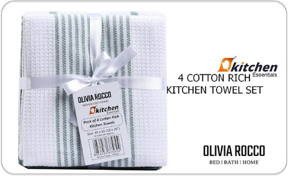 Close-up detail of OLIVIA ROCCO tea towels, illustrating durability and reinforced stitching for long-lasting use.