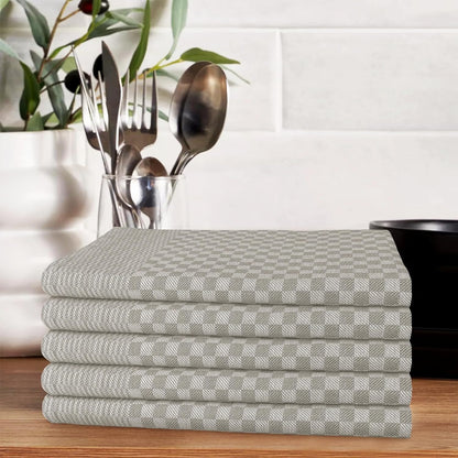 Sophisticated large tea towels made from 100% cotton, showcasing a stylish check pattern ideal for both home and professional kitchens.
