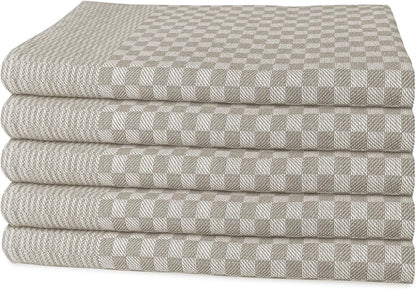 Premium 100% cotton tea towels in elegant check design, offering commercial-grade durability for your kitchen essentials.