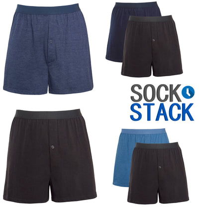 Pack of 6 men’s boxer shorts loose fit cotton blend jerse...