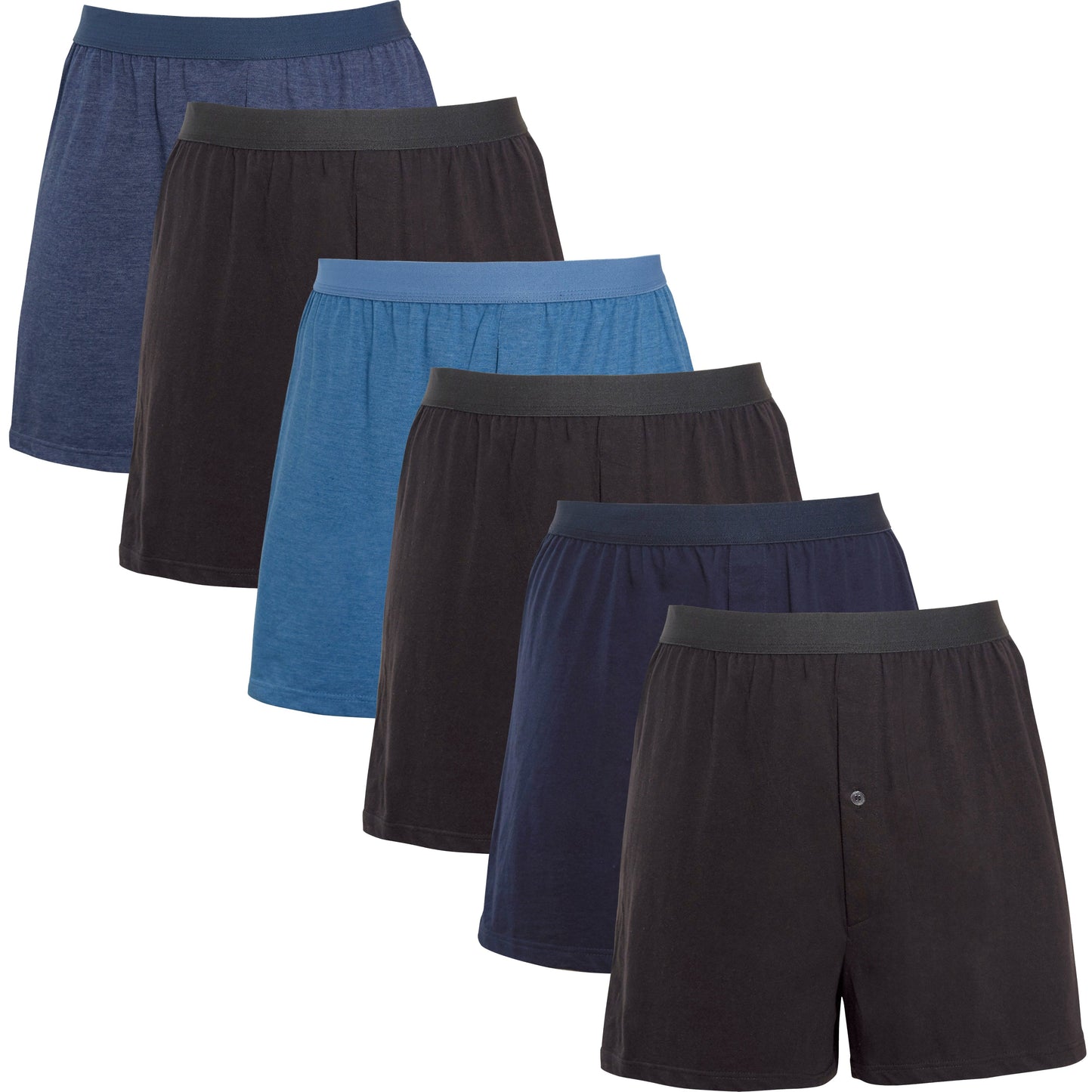 Pack of 6 men’s boxer shorts loose fit cotton blend jerse...