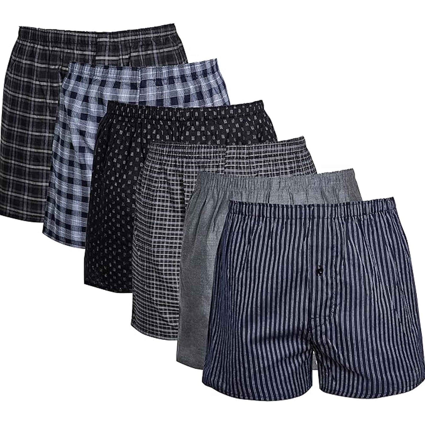 Pack of 6 mens loose fit boxers with comfort waistband bu...