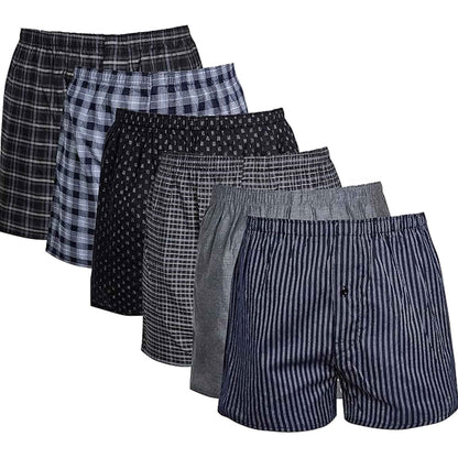 Pack of 6 mens loose fit boxers with comfort waistband bu...