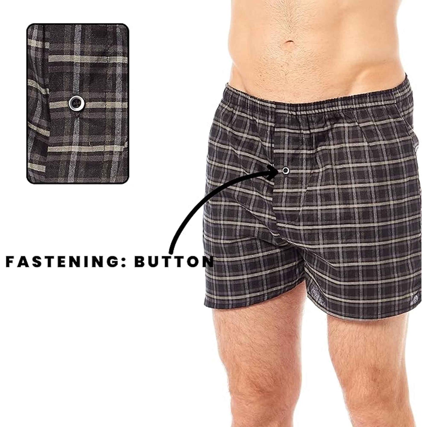 Pack of 6 mens loose fit boxers with comfort waistband bu...