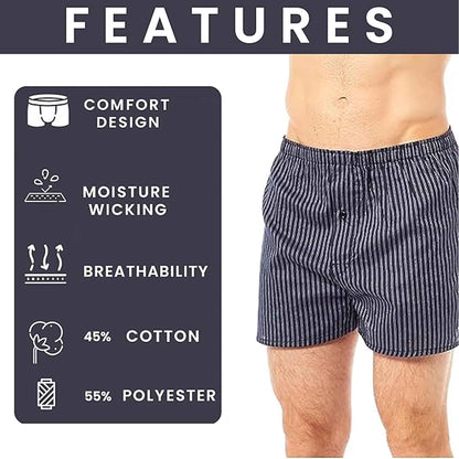 Pack of 6 mens loose fit boxers with comfort waistband bu...