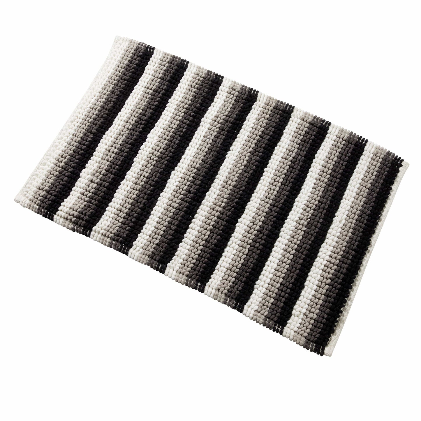 Machine washable Padstow Stripe Bathmat, featured with care instructions highlighting its easy maintenance for luxury lifestyles.