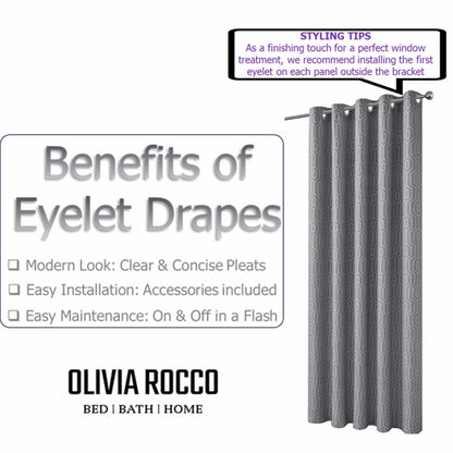 Various sizes of Paris Eyelet Jacquard Curtains displayed, illustrating their versatility for different window styles and home interiors.