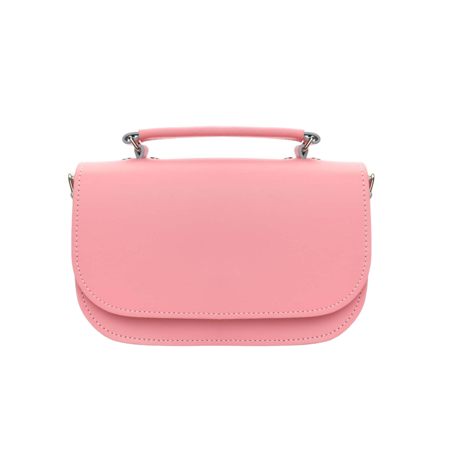 Elegant Aura Pastel Pink Handmade Leather Handbag by Zatchels showcasing a modern British design with detachable strap and spacious compartment for stylish functionality.