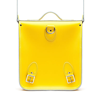 Premium Handmade Leather City Backpack in Pastel Daffodil Yellow, showcasing exquisite Scottish leather craftsmanship for modern style and functionality.