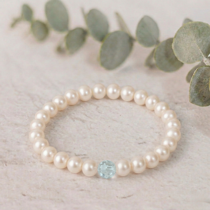 Pearl and Aquamarine Crystal Bracelet