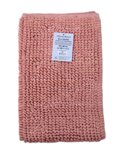 Stylish Pebbles Micro Bobble Cotton Bath Mat in a serene bathroom setting, highlighting its eco-friendly and handmade craftsmanship.