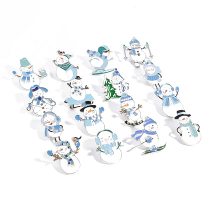 Christmas Snowman Series Metal Lapel Pin Winter Sweater Collar Pin Geometric Pattern British Vintage Style Unisex Lapel Brooch