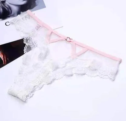 Elegant low waist thong panties in a rich solid colour, made from high-quality polyester and lace, perfect for women seeking both style and comfort.