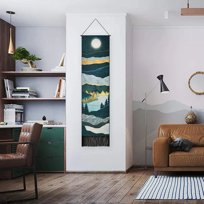 Chic hanging wall ornament with a picturesque vacation landscape, adding sophistication to any living space.