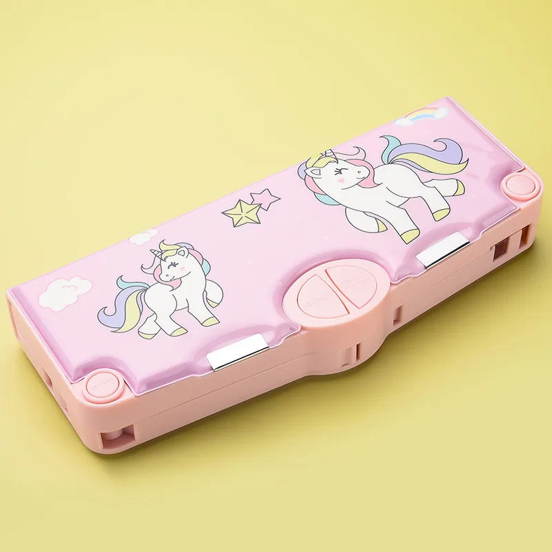 High-end double layer pencil case in vibrant colours, ideal for both boys and girls, complementing any school outfit.