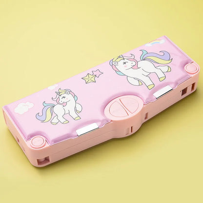 High-end double layer pencil case in vibrant colours, ideal for both boys and girls, complementing any school outfit.