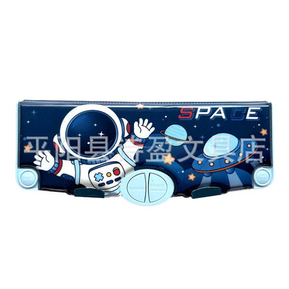 Stylish double-layered plastic pencil case, perfect for school use, designed for children to combine functionality with a trendy aesthetic.