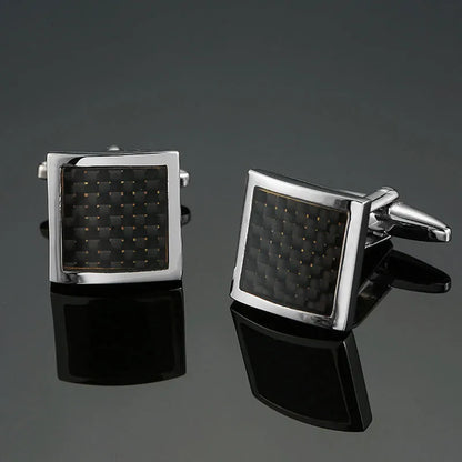 Men's luxury cufflinks with geometric patterns and copper plating, designed for distinguished looks at business functions.