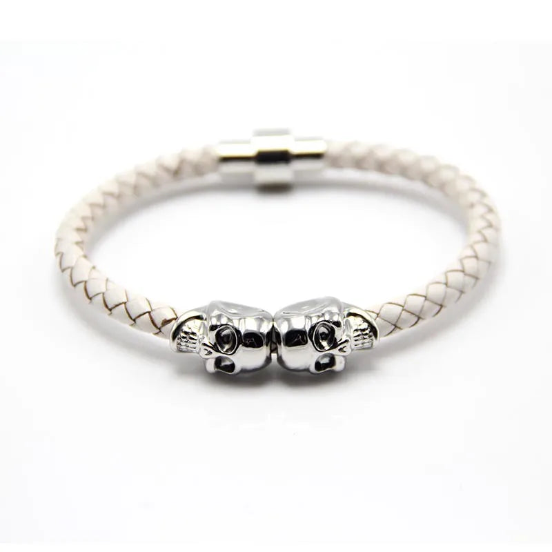 Stylish punk-inspired bangle for men, crafted from leather and copper, designed for Halloween celebrations.