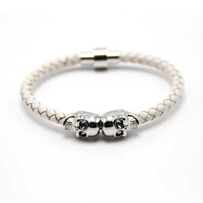 Stylish punk-inspired bangle for men, crafted from leather and copper, designed for Halloween celebrations.