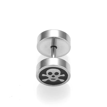 1 Piece Halloween Nordic Style Gothic Hip-Hop Smile Face Star Skull Polishing 316L Stainless Steel  Ear Studs