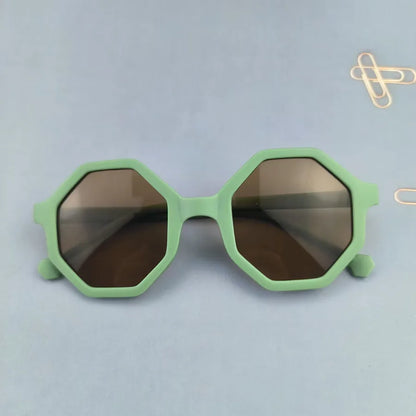 Elegant unisex sunglasses for children, designed in a geometric polygon style, suitable for all seasons.