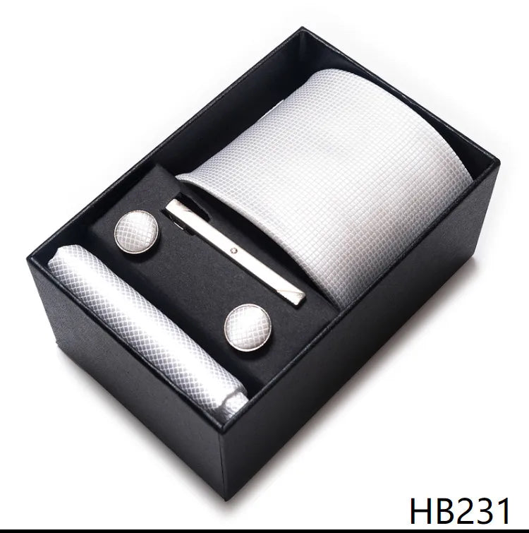 Refined and simple style men's cufflinks and lavalier tie ensemble, embodying elegance and versatility for all seasons.