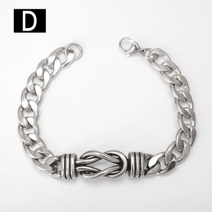 Close-up view of the titanium steel skull eagle Cuban link bracelet, highlighting intricate knot pattern and premium craftsmanship, ideal for trendy and stylish individuals.